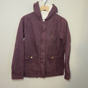 Women’s Burgundy Full Tilt Cotton Nylon Jacket Parka with Sherpa Lining